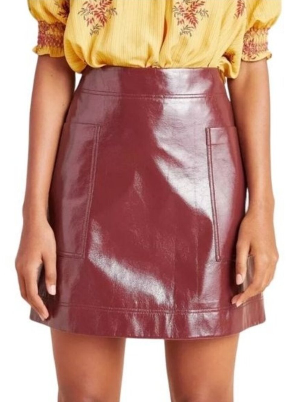 Anthropologie Faux Leather Mini Skirt Size 6P